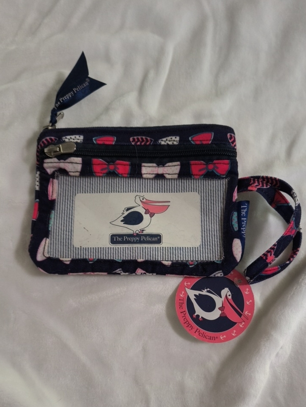 Navy & Pink Wristlet ID Card Holder